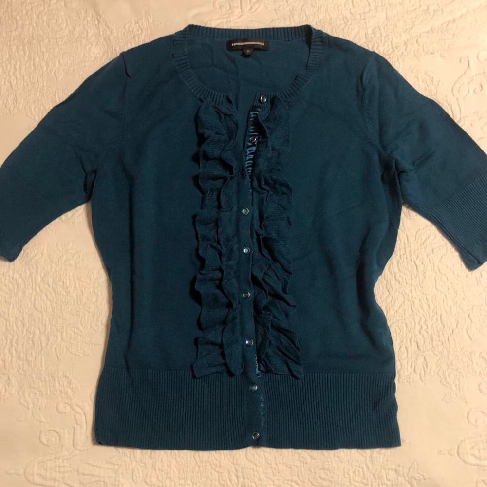 Express Ruffled Cardigan, Size M
